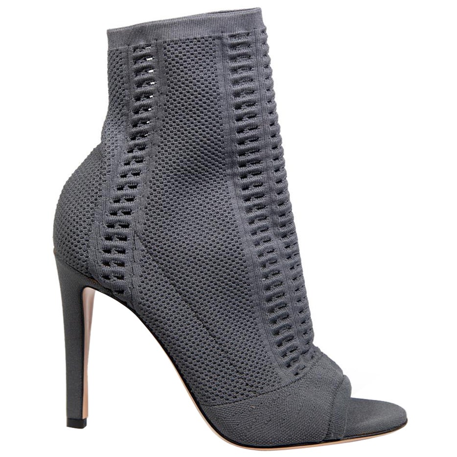 Gianvito Rossi Grey Open Toe Sock Boots Size IT 36.5