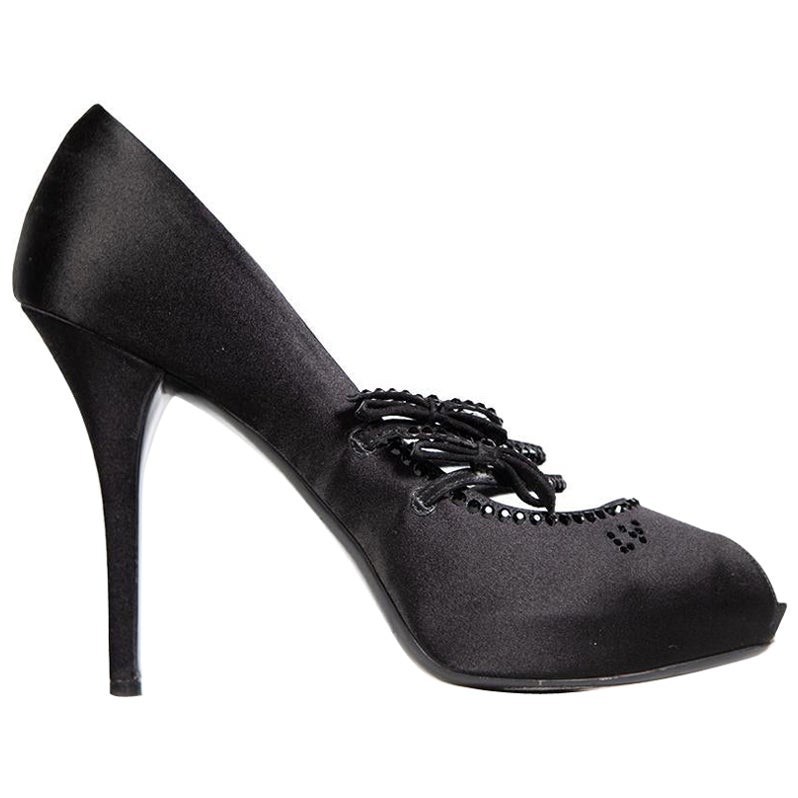 Louis Vuitton Black Crystal Embellished Heels Size IT 40
