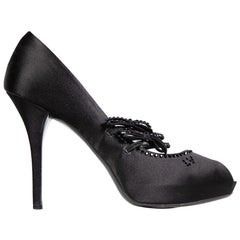 Louis Vuitton Schwarze kristallverzierte Heels mit Kristallverzierung Größe IT 40