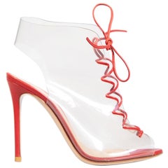 Gianvito Rossi Zapatos de tacón con cordones de cuero rojo y PVC Talla IT 36.5