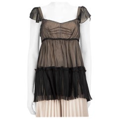 Dolce & Gabbana - Top Baby Doll in chiffon di seta nero taglia L.