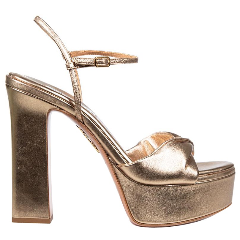 Aquazzura - Sandales à talons plateaux Olie or, taille IT 40 en vente