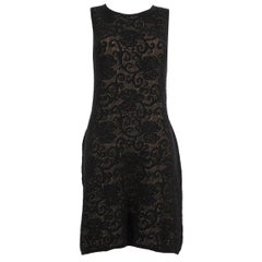 Luisa Spagnoli - Mini abito in maglia floreale di lana nera - taglia M.
