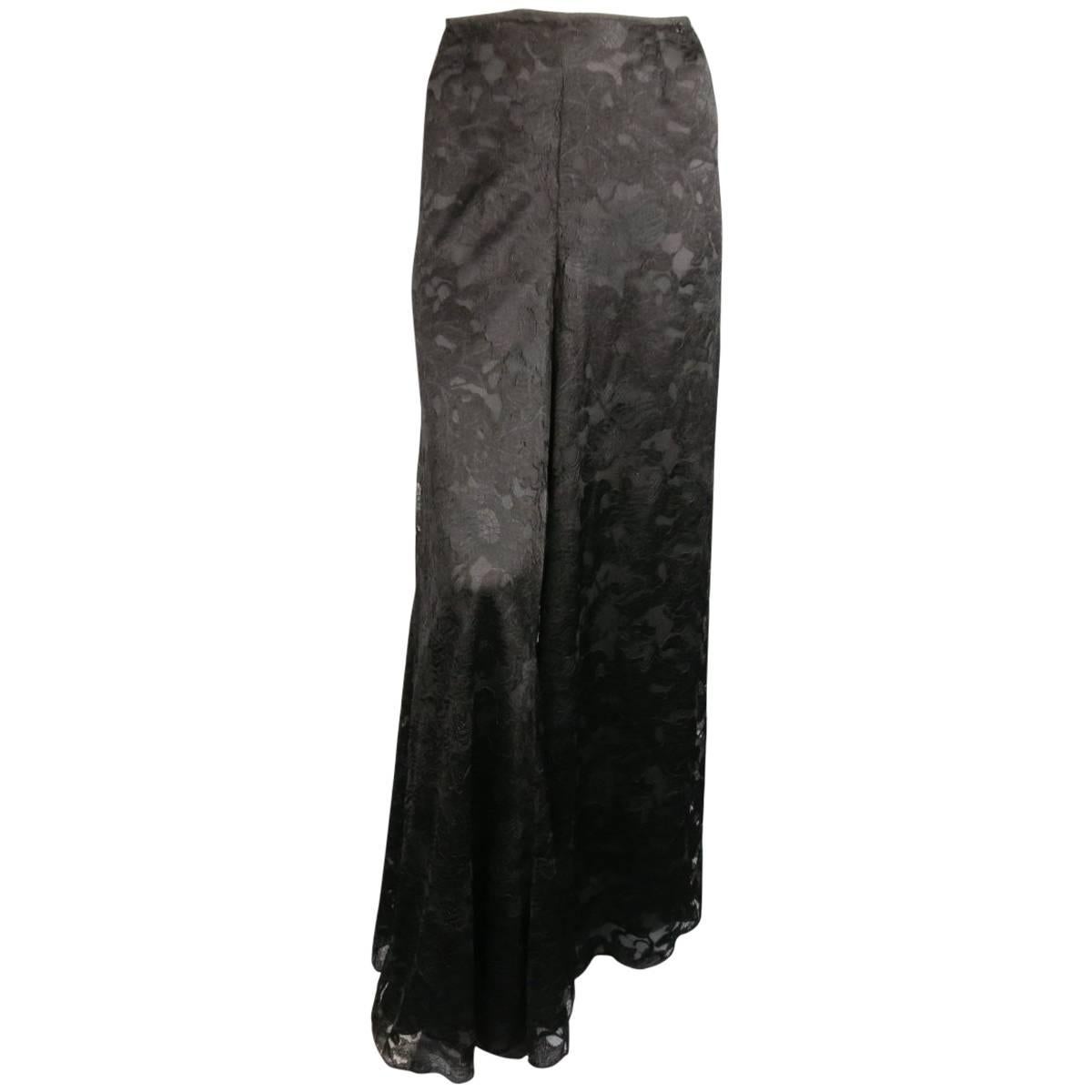 CHANEL Fall 2006 Size 8 Black Viscose / Silk Lace Extreme Wide Leg ...