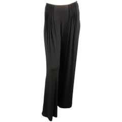 FENDI Pants - Size 6 Black Rayon Blend Pleated Front Wide Leg Dress Pants