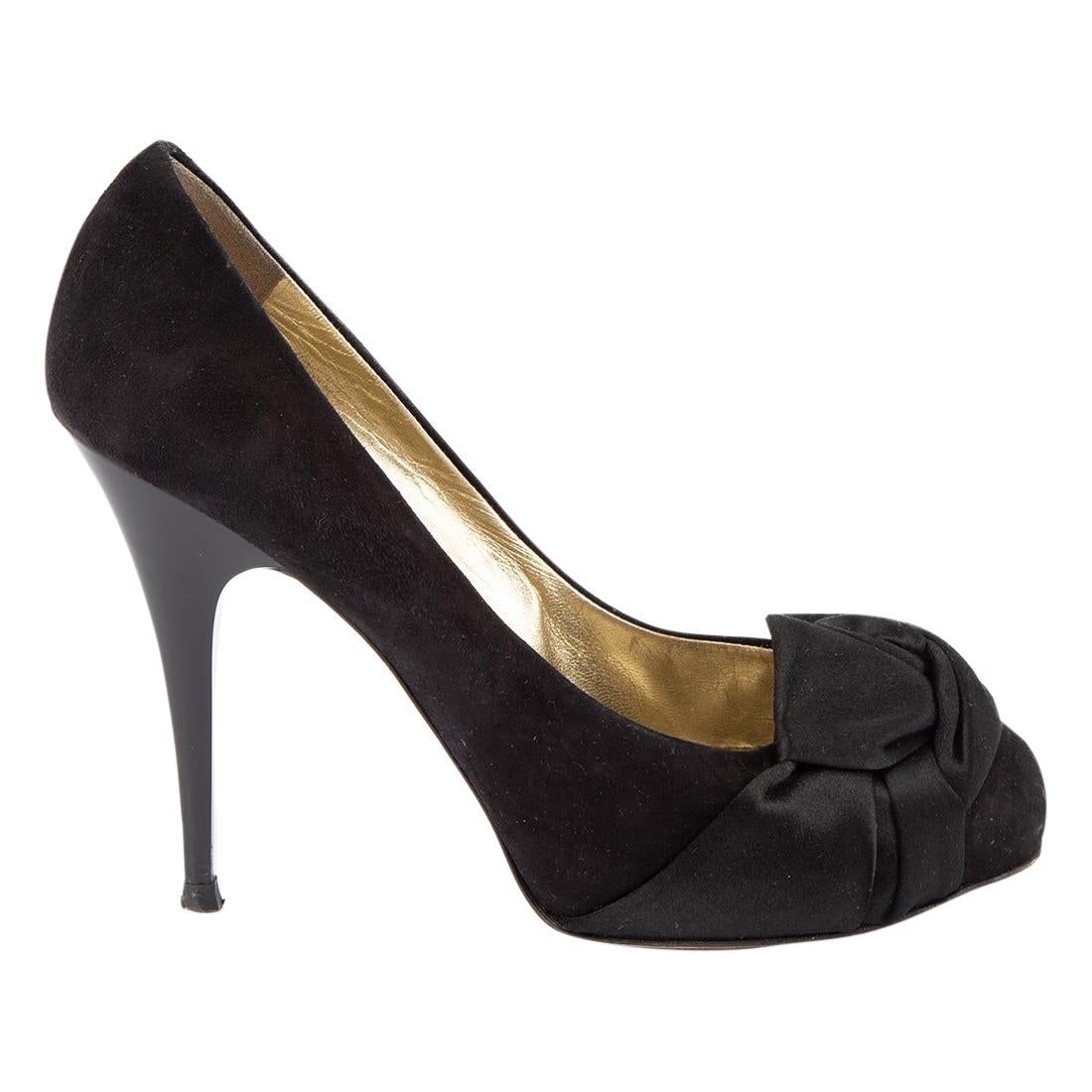 Giuseppe Zanotti Schwarze Wildleder-Pumps mit Knotendetail Größe UK 5,5 im Angebot