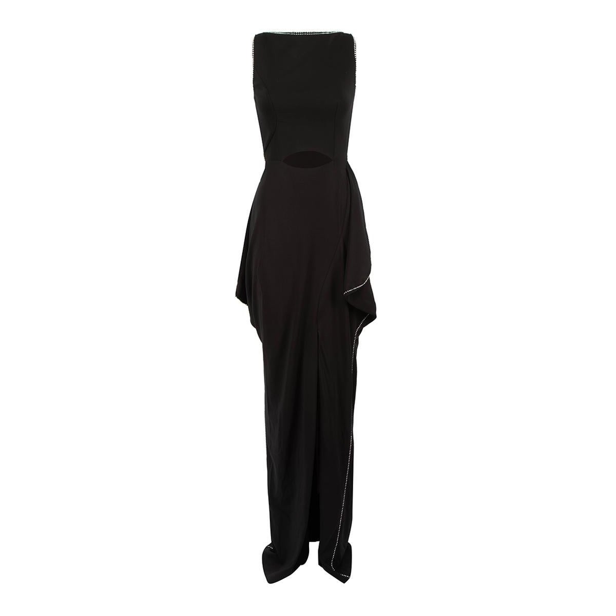 Burberry Black Draped Crystal Trim Cut-Out Gown Size XS