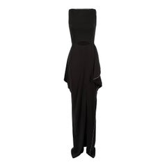 Burberry Black Draped Crystal Trim Cut-Out Gown Size XS