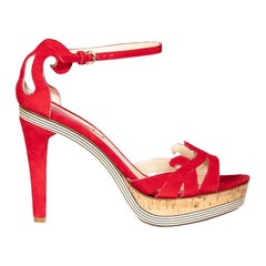 Etro Rote Wildleder-Holz-Plateausandalen Größe IT 40