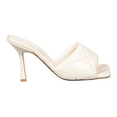 Bottega Veneta Ecru Leather Padded Quilted Mules Size IT 37