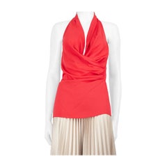 Moschino Red Silk Open Back Halterneck Top Size M