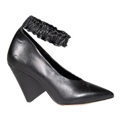 Isabel Marant Black Leather Ruched Ankle Heels Size IT 38