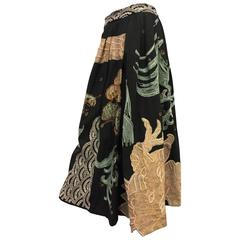 Dries Van Noten Dirndl Skirt w/ Embroidered Jellyfish, Waves and Falcon