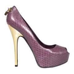 Louis Vuitton Piel de serpiente morada ¡Oh, de verdad! Tacones Talla IT 38.5