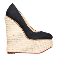 Charlotte Olympia Schwarze Espadrille-Keilschuhe Größe IT 35