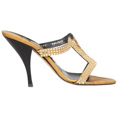Gina Gold Crystal Embellished Sandals Size UK 7