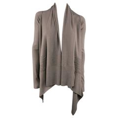 RICK OWENS Size S Taupe Ribbed Sleeve Draped Collar Open Cardigan 3