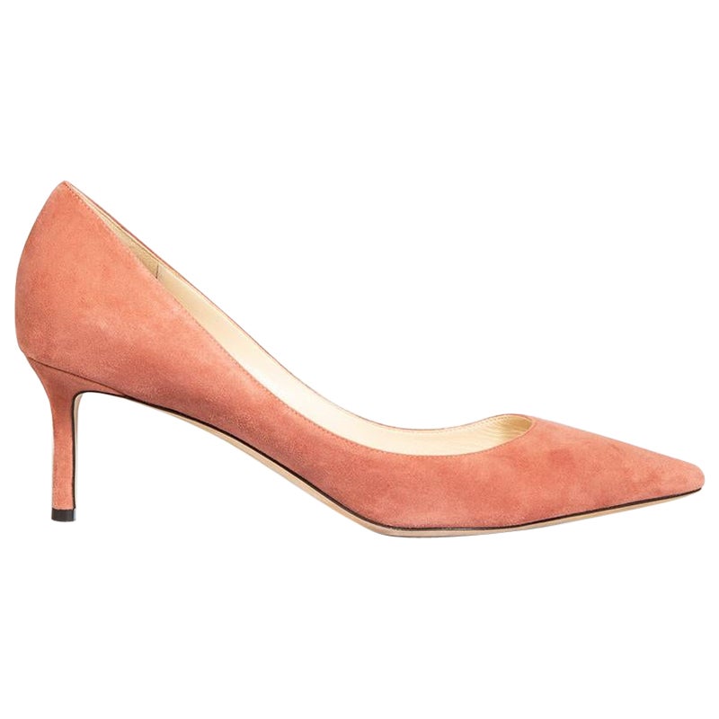 Jimmy Choo Pink Suede Romy 60 Pumps Size IT 42 For Sale