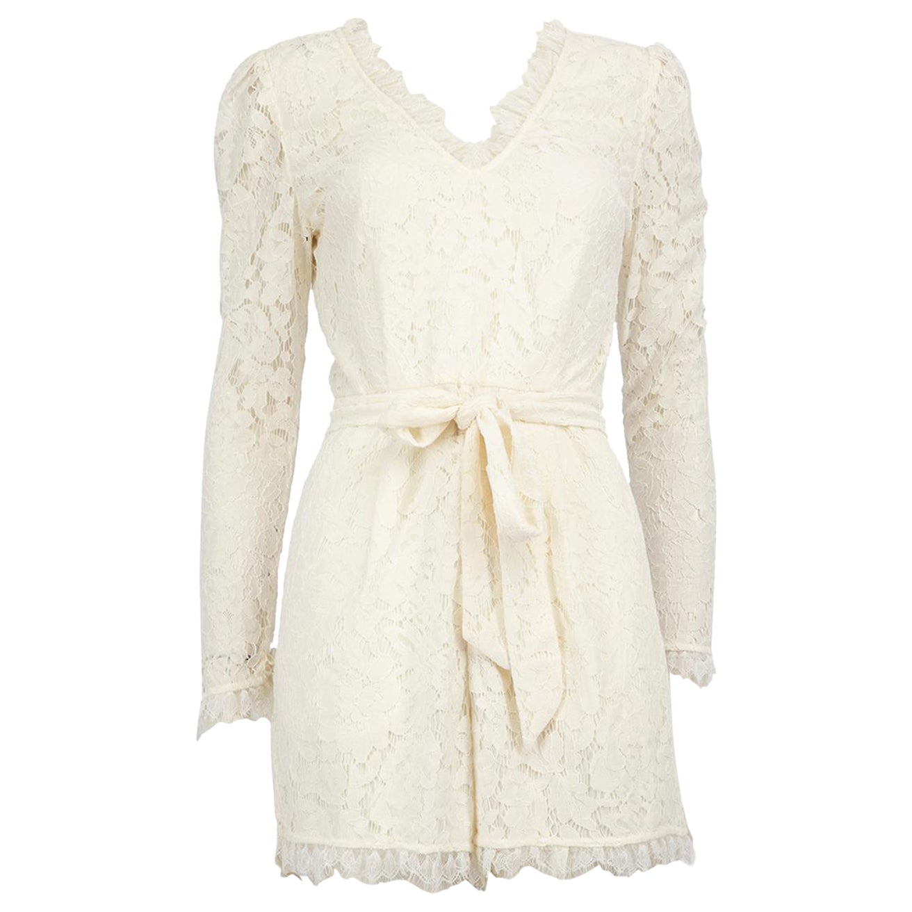 Temperley London Ecru Floral Spitze Playsuit Größe S im Angebot