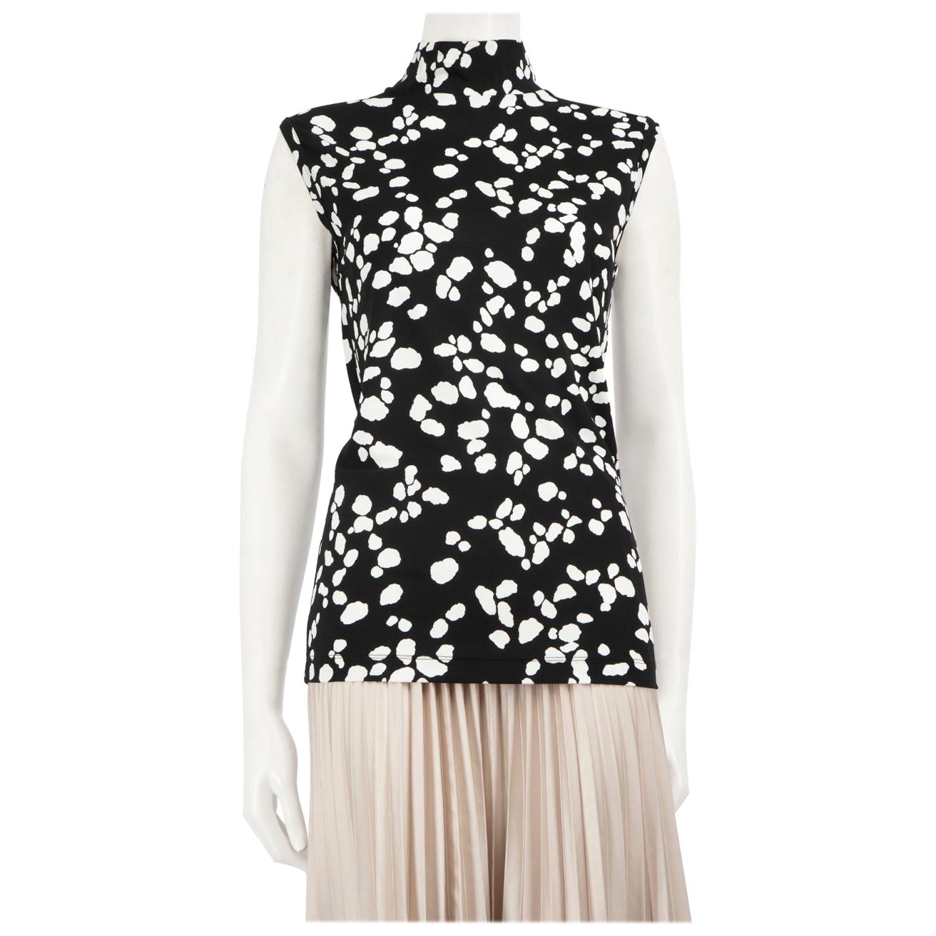 Versace Black Abstract Turtleneck Top Size M
