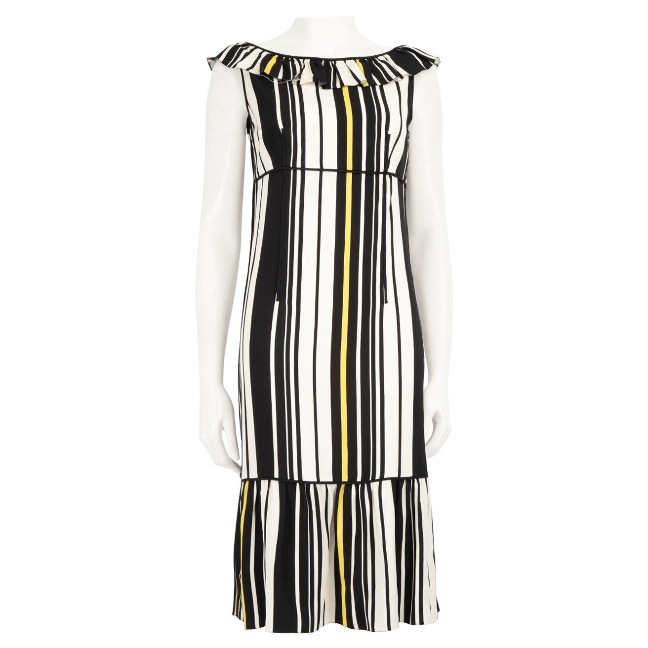 Prada Striped Pattern Midi Dress Size S