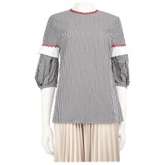 Alexander McQueen Gestreifte Bluse mit rotem Stickerei-Detail Größe XS