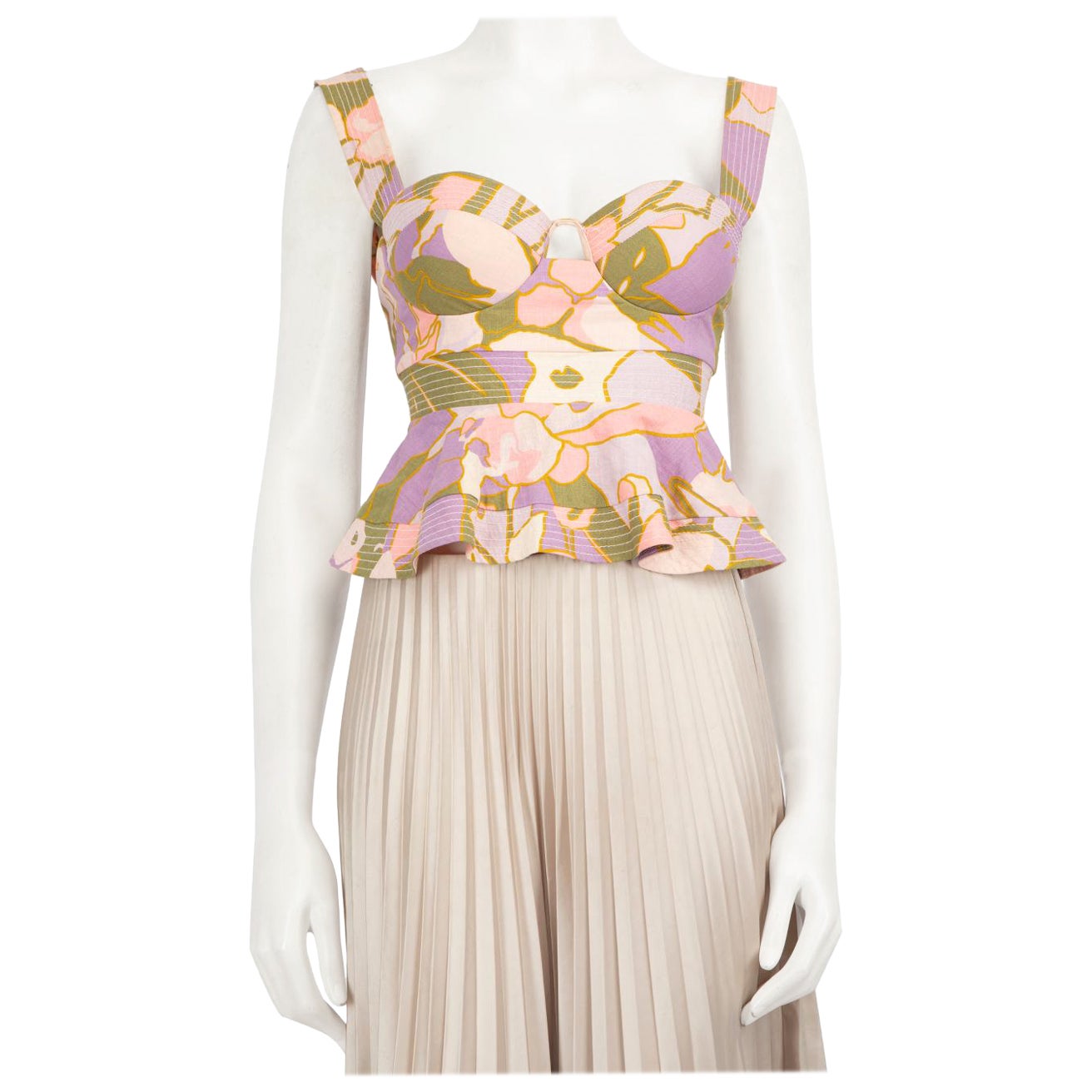Zimmermann Abstract Patterened Bustier Crop Top Size S For Sale