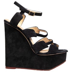 Charlotte Olympia Black Platform Suede Sandals Size IT 39