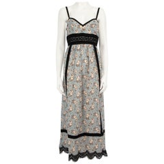 Anna Sui Floral Black Border Midi Dress Size M