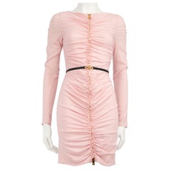 Versace Pink Ruched Belted Mini Dress Size XS