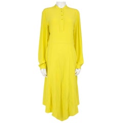 Stella McCartney Gelbes asymmetrisches Midikleid aus Seide Größe M