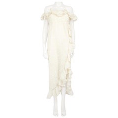 Giambattista Valli Ecru Floral Off Shoulder Dress Size XL