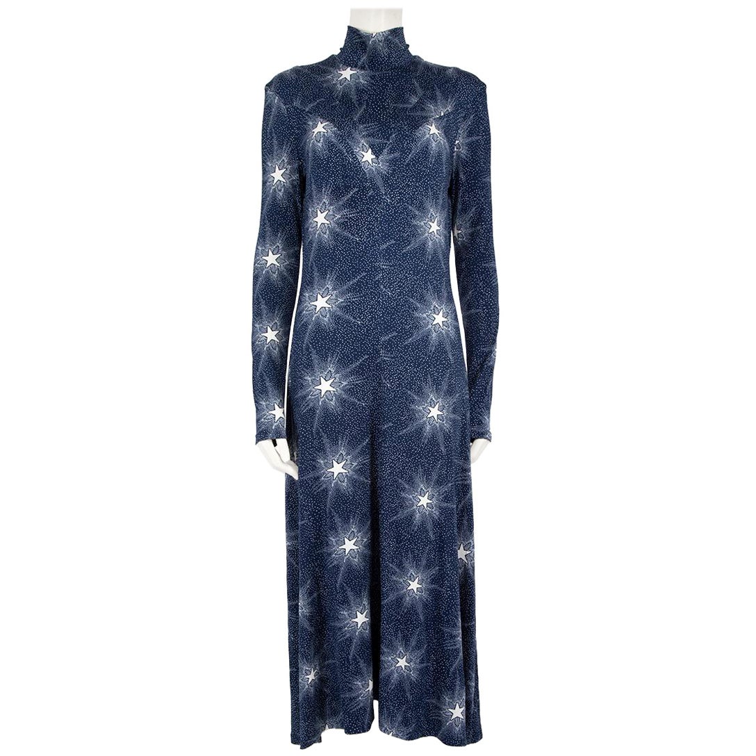 Paco Rabanne Blue Star Pattern Maxi Dress Size L