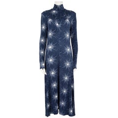 Paco Rabanne Blue Star Pattern Maxi Dress Size L