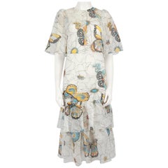 Chloé See By Chloé White Butterfly Floral Midi Dress Size S
