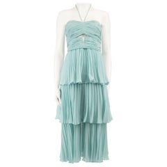 Robe midi bleue plissée à découpes et à volants Self-Portrait Taille L