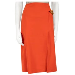 Stella McCartney Orange Chain Detail Knee Length Skirt Size M
