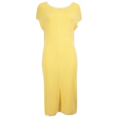 Chanel Vestido acanalado amarillo hasta la rodilla Talla XXL