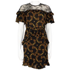 Sandro Mini Dress floreale nero con dettaglio in pizzo taglia M.