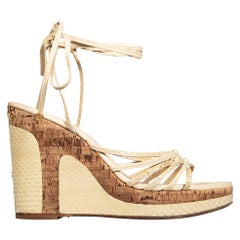 Louis Vuitton Ecru Python Leder Keilsandalen Größe IT 39
