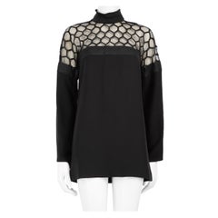 Gucci Schwarz Seide Mesh Detail Langarm Kleid Größe S