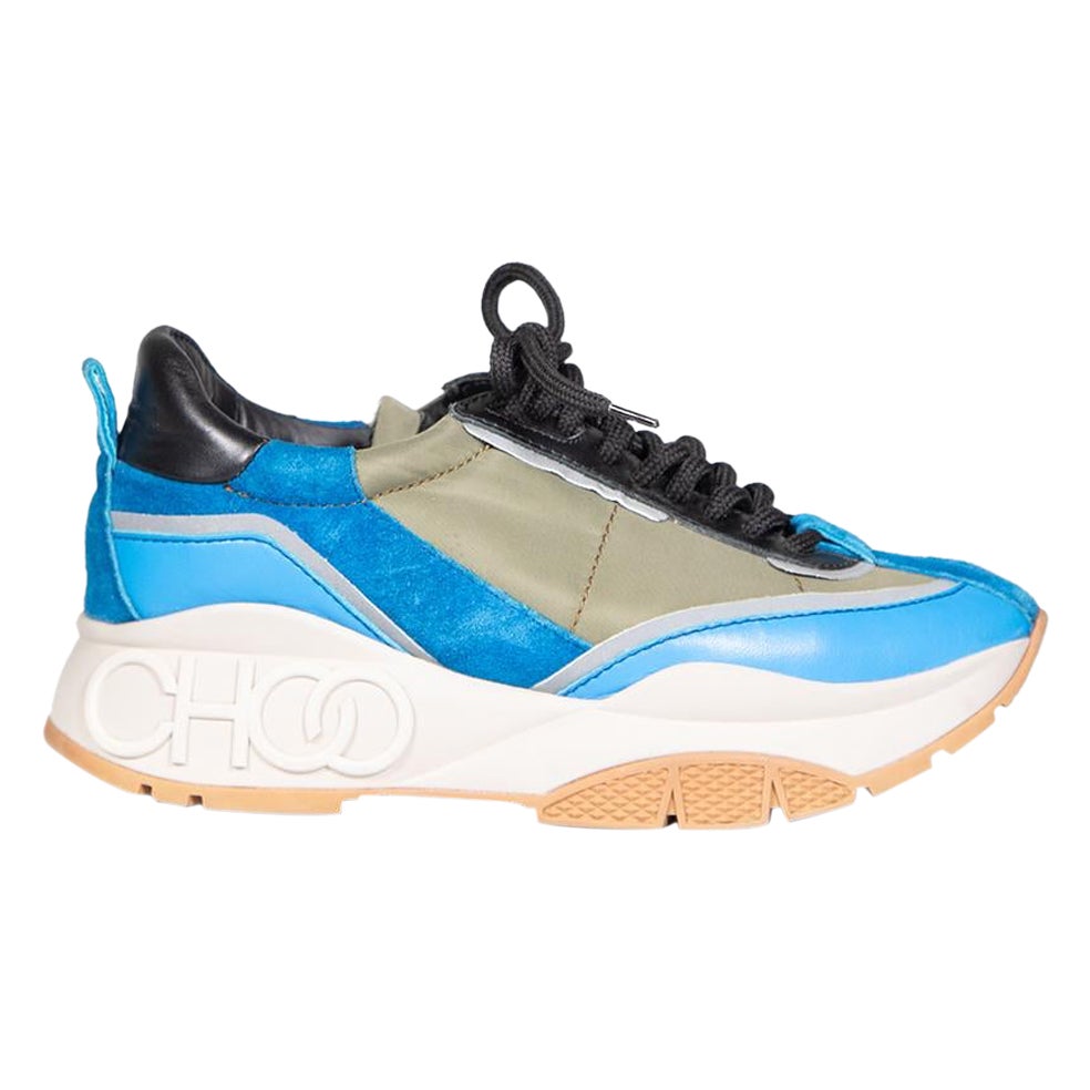 Jimmy Choo Blue Low Top Raine Trainers Size IT 35 For Sale