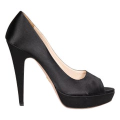 Prada Schwarz Peep Toe Satin Heels Größe IT 40