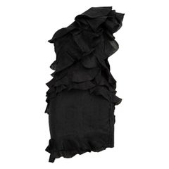 Isabel Marant Black Silk Floral Print One Shoulder Dress Size S