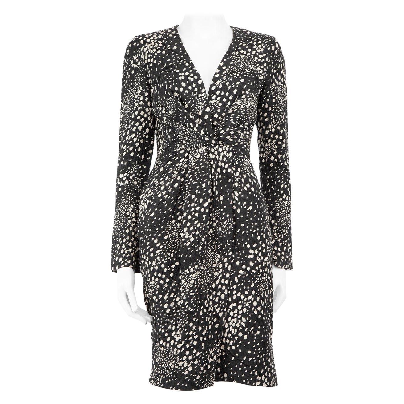 Salvatore Ferragamo Black Silk Patterned Dress Size S For Sale