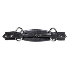Gucci Black Leather Horsebit Waist Belt