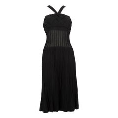 Chanel Black Midi Sleeveless Woven Detail Dress Size M