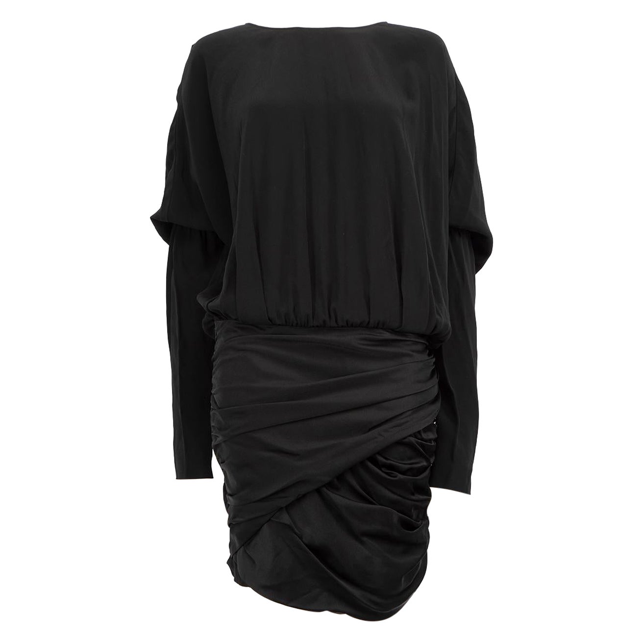 Saint Laurent Mini abito nero con maniche a pipistrello taglia M.