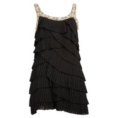Rachel Gilbert Black Ruffle Embellished Dress Size XS