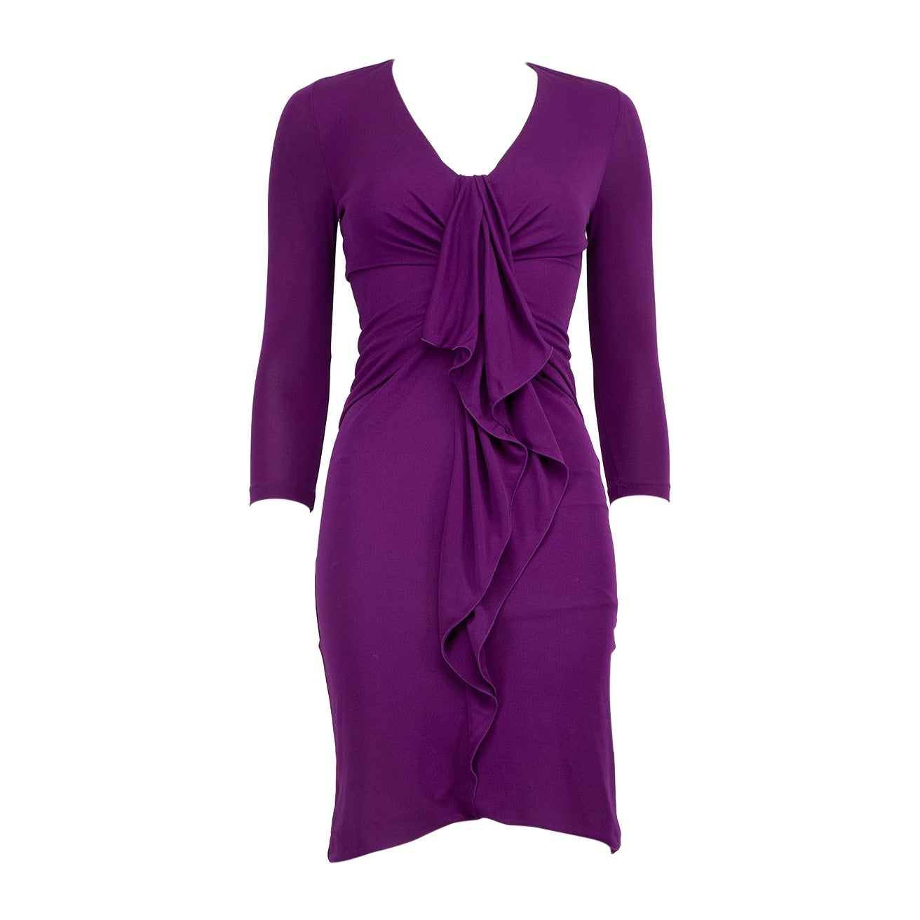 Gucci Purple Ruffle Front Mini Dress Size XXS For Sale